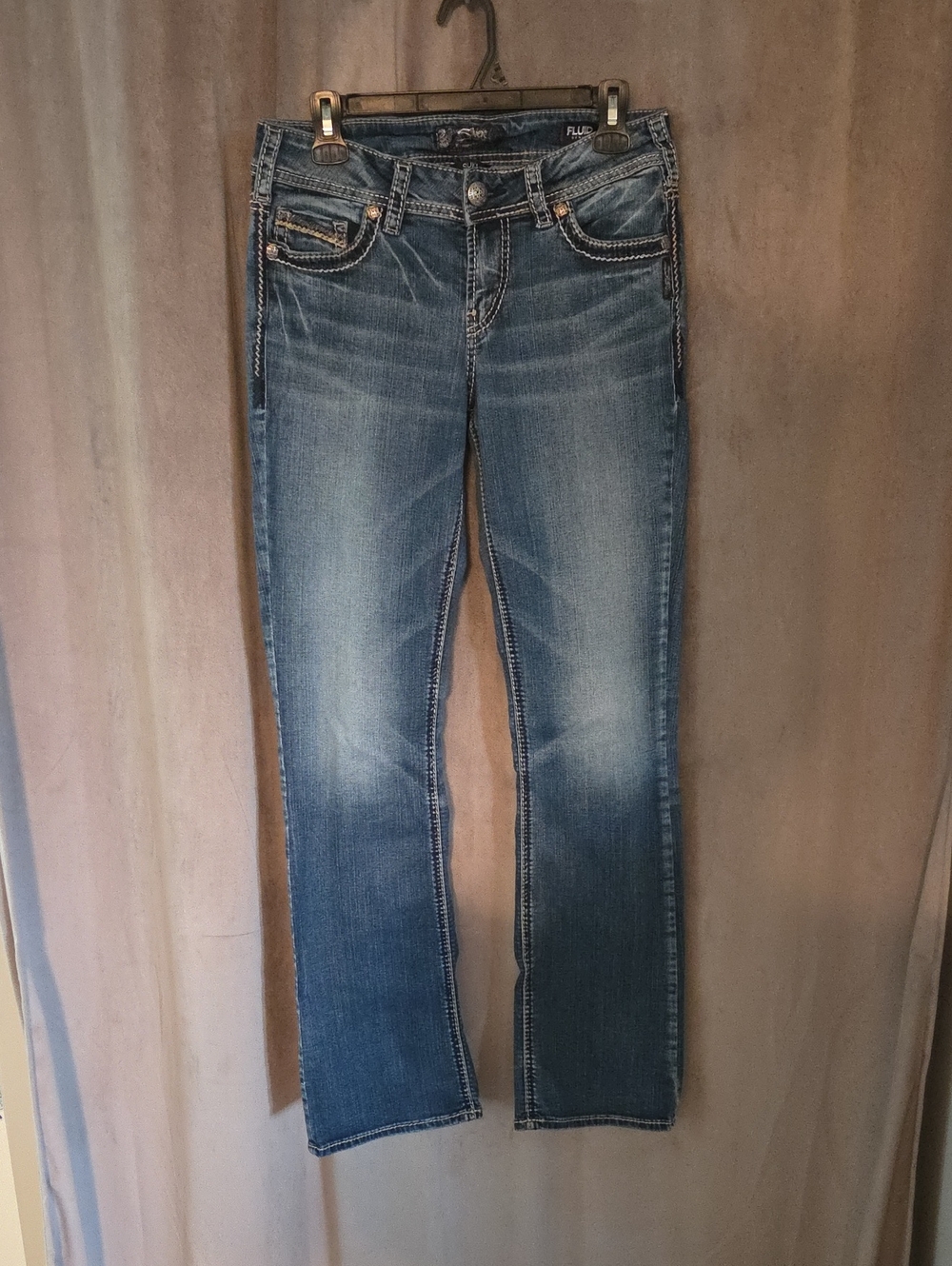 Silver Jeans Size 29 Medium Blue Suki Mid Slim Bootcut Jeans with Fading